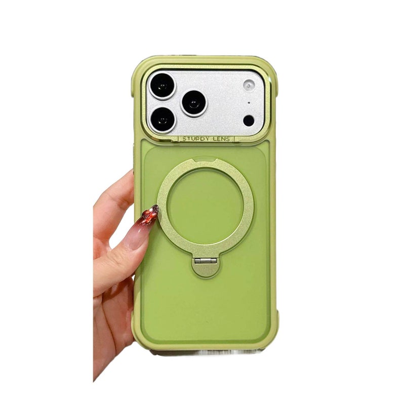 PC MagSafe Case for iPhone 15 / 15 Plus / 15 Pro / 15 Pro Max with Drop Protection and Strong Magnetic plus Shockproof plus Skin Feel plus Rotating Kickstand in Green - Image 1
