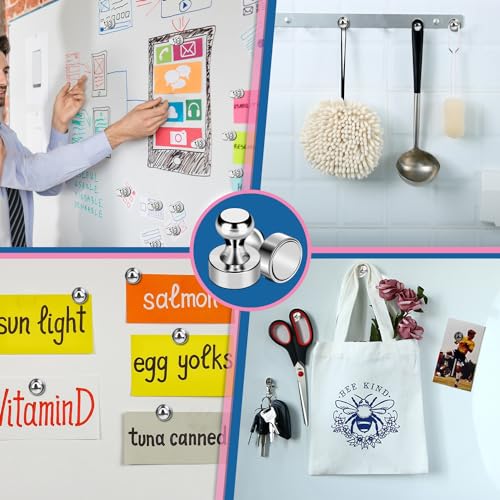 LOVIMAG Fridge Magnets 18Pcs Refrigerator Whiteboard Small Strong Magnet Classroom Kitchen Accessories Decorative Locker Set Decor Must Haves Office Calendar Refrigerador Magnetic Cute Crafts Silver - Image 2