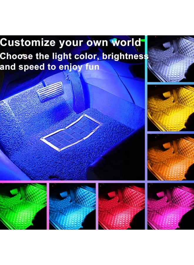 أندول شريط إضاءة داخلي للسيارة بتقنية LED RGB مع جهاز تحكم عن بعد - 9 مصابيح LED - Image 3