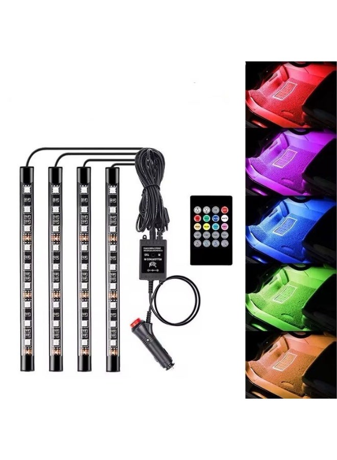 أندول شريط إضاءة داخلي للسيارة بتقنية LED RGB مع جهاز تحكم عن بعد - 9 مصابيح LED - Image 4