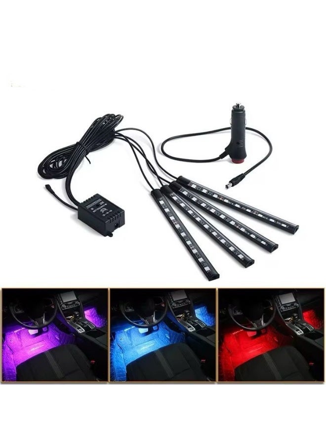 أندول شريط إضاءة داخلي للسيارة بتقنية LED RGB مع جهاز تحكم عن بعد - 9 مصابيح LED - Image 5