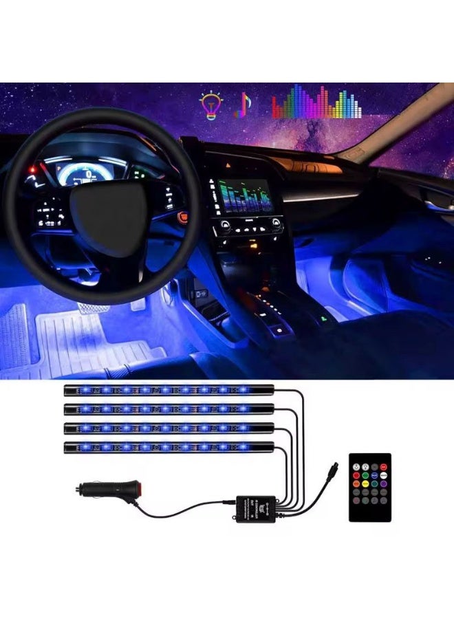 أندول شريط إضاءة داخلي للسيارة بتقنية LED RGB مع جهاز تحكم عن بعد - 9 مصابيح LED - Image 2
