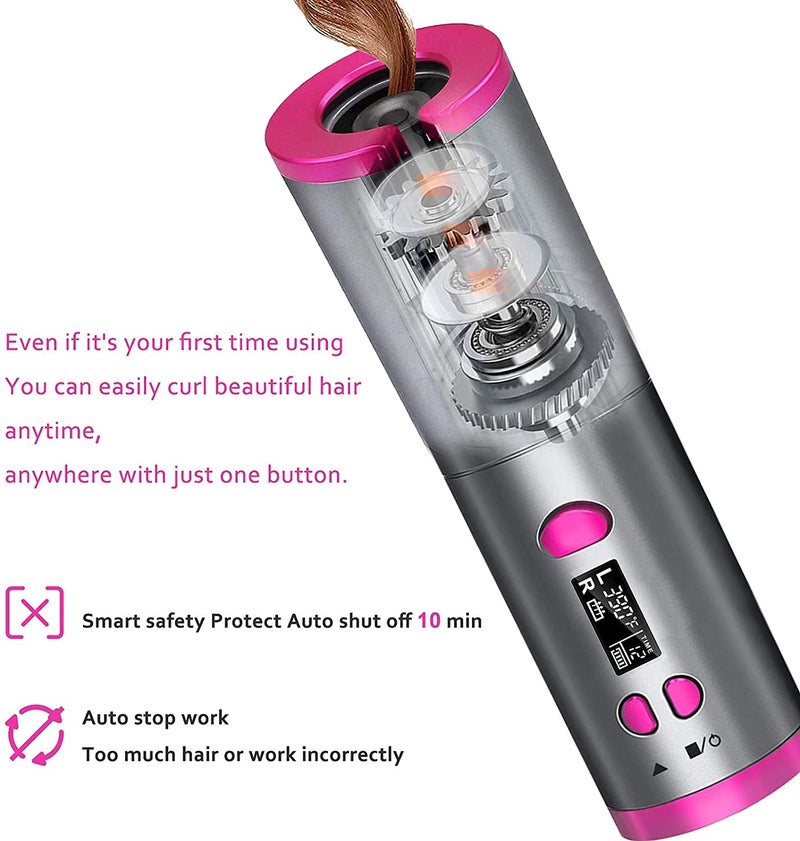 Deoxys Cordless Auto Curler Automatic Curling Iron Rechargeable Auto Hair Curler with 6 Temperature Timer Settings Auto ShutOff Portable Curling Wand for Hair Styling Anytime AnywhereDE24 - Image 5