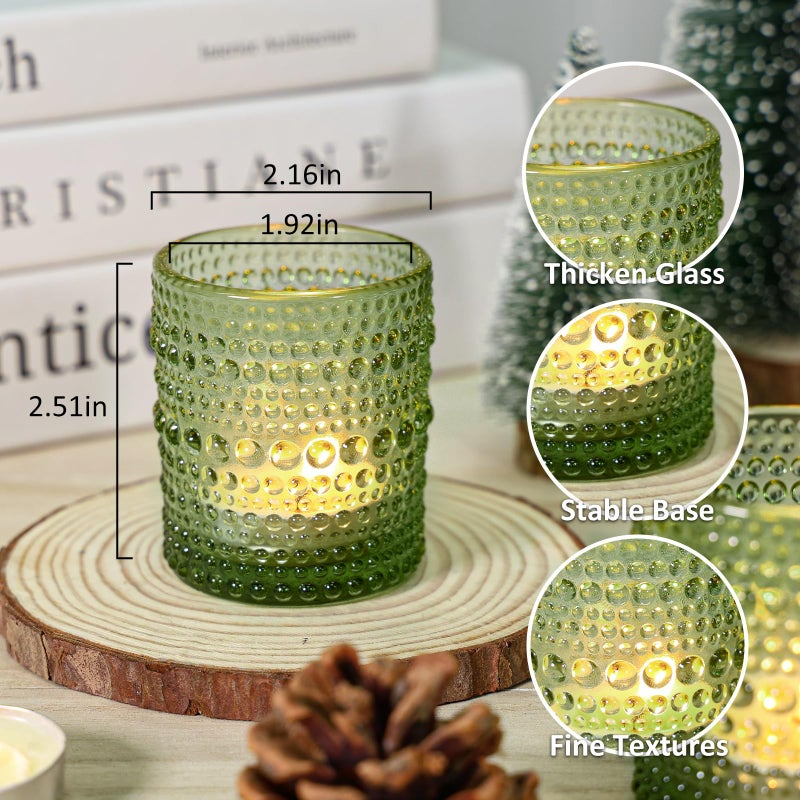 SUPMIND 24 Pcs Votive Candle Holders, Glass Holders Bulk for Table Centerpiece, Tea Lights Candle Holders for Wedding Shower, Party and Home Decor Green - Image 2