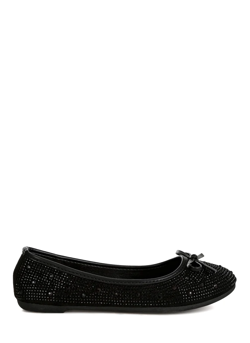 London Rag Black Rhinestones Embellished Ballet Flats