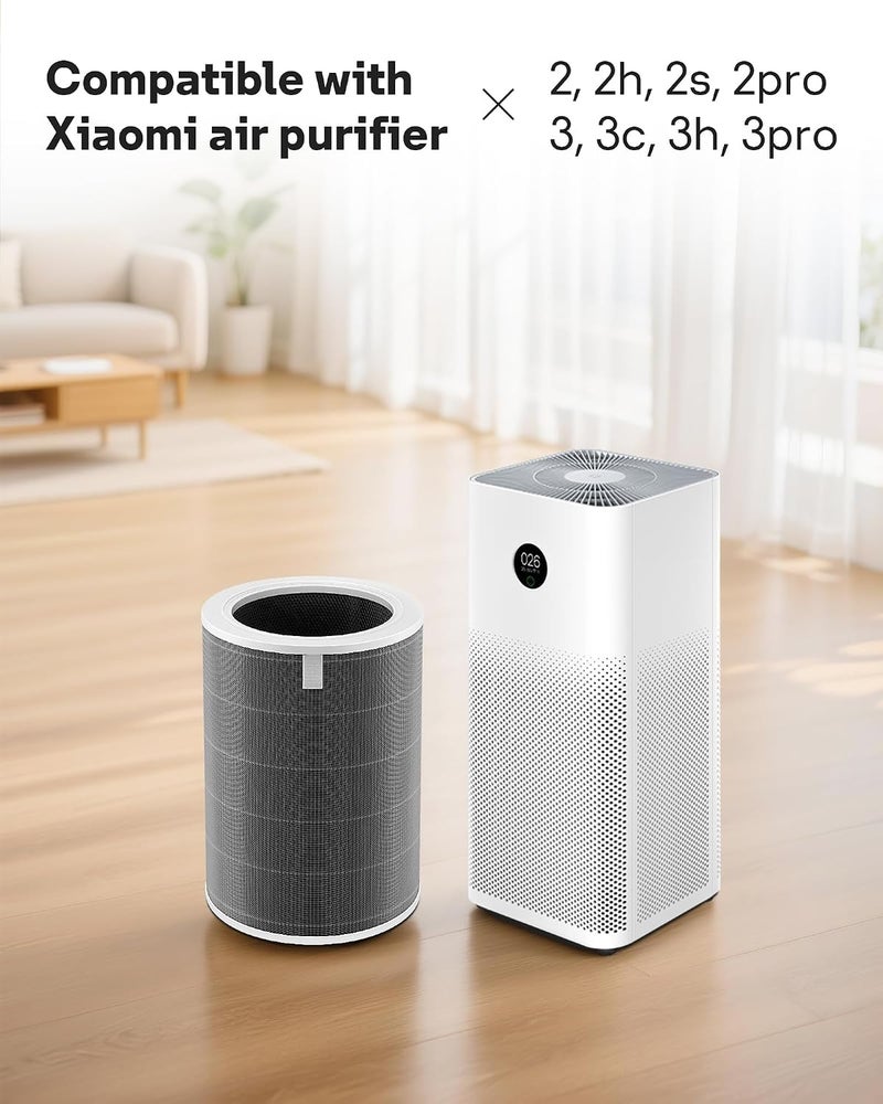 Leemone Replacement Filter Compatible with Xiaomi 2, 2h, 2s, 2pro, 3, 3c, 3h, 3pro Smart Air Purifier, with H13 True HEPA and Activated Carbon, 3-Stage Filtration Capture 99.97% of Airborne Particles - Image 2