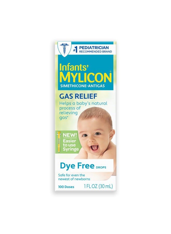 MYLICON Gas Relief Drops for Infants and Babies, Dye Free Formula, 1 Fluid Ounce (Updated Syringe) - Image 1