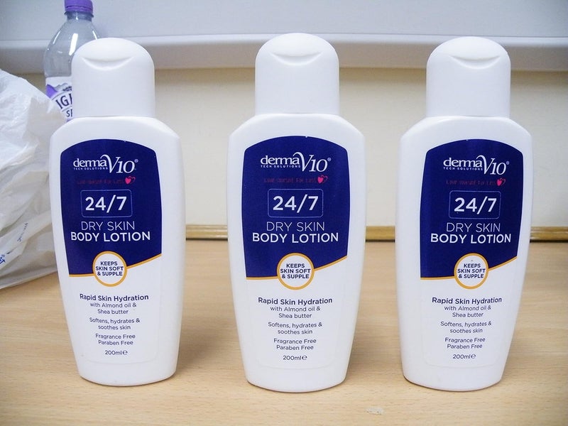3x Derma V10 247 Dry Skin Body Lotion Moisturiser With Almond Oil Shea Butter 200ml
