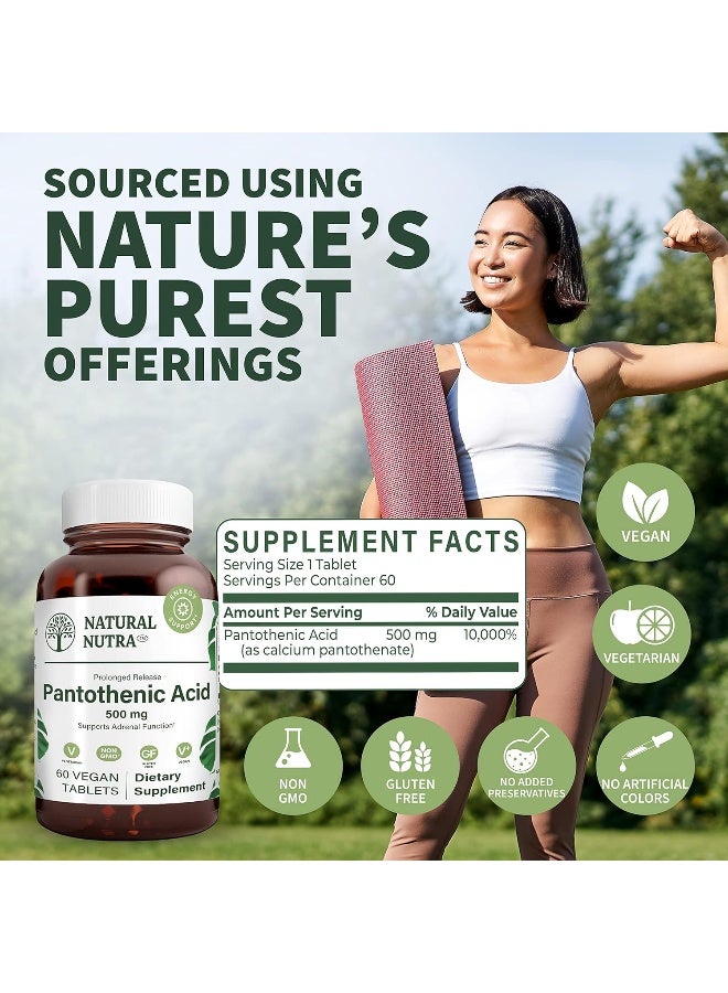Natural Nutra Pantothenic Acid 500 mg Dietary Supplement for Energy Support - Image 4