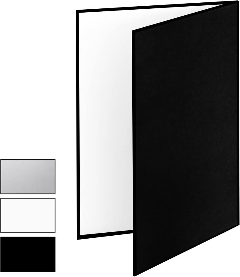 Meking 3 in 1 Photography Reflector Cardboard, 17"x12"/42x30cm A3 Folding Light Diffuser Board for Still Life, Product and Food Photo Shooting - Black, Silver and White - Image 1