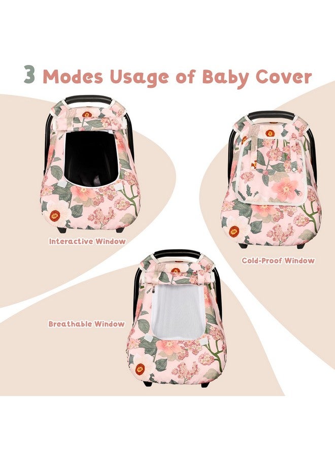 TANOFAR Car Seat Cover Baby, Winter Carseat Cover for Newborn, Infant Car Seat Cover with Windproof and Kick-Proof, Super Warm Plush Fleece Baby Carrier Cover for Infant Boys Girls (Floral) - Image 2
