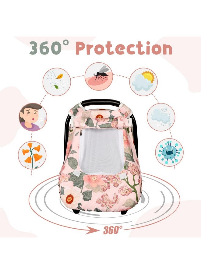 TANOFAR Car Seat Cover Baby, Winter Carseat Cover for Newborn, Infant Car Seat Cover with Windproof and Kick-Proof, Super Warm Plush Fleece Baby Carrier Cover for Infant Boys Girls (Floral) - Image 3