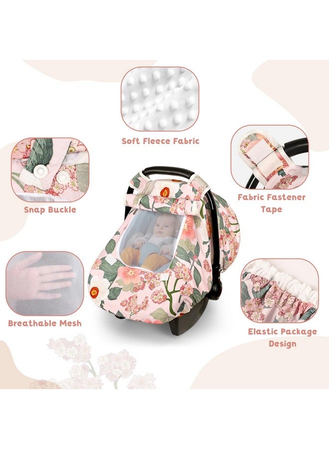TANOFAR Car Seat Cover Baby, Winter Carseat Cover for Newborn, Infant Car Seat Cover with Windproof and Kick-Proof, Super Warm Plush Fleece Baby Carrier Cover for Infant Boys Girls (Floral) - Image 4