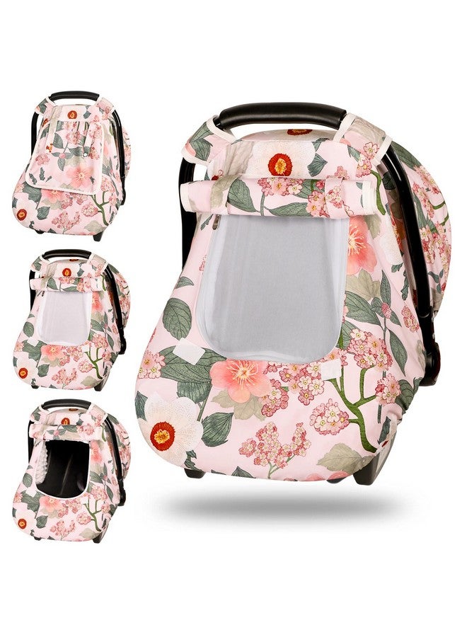 TANOFAR Car Seat Cover Baby, Winter Carseat Cover for Newborn, Infant Car Seat Cover with Windproof and Kick-Proof, Super Warm Plush Fleece Baby Carrier Cover for Infant Boys Girls (Floral) - Image 1