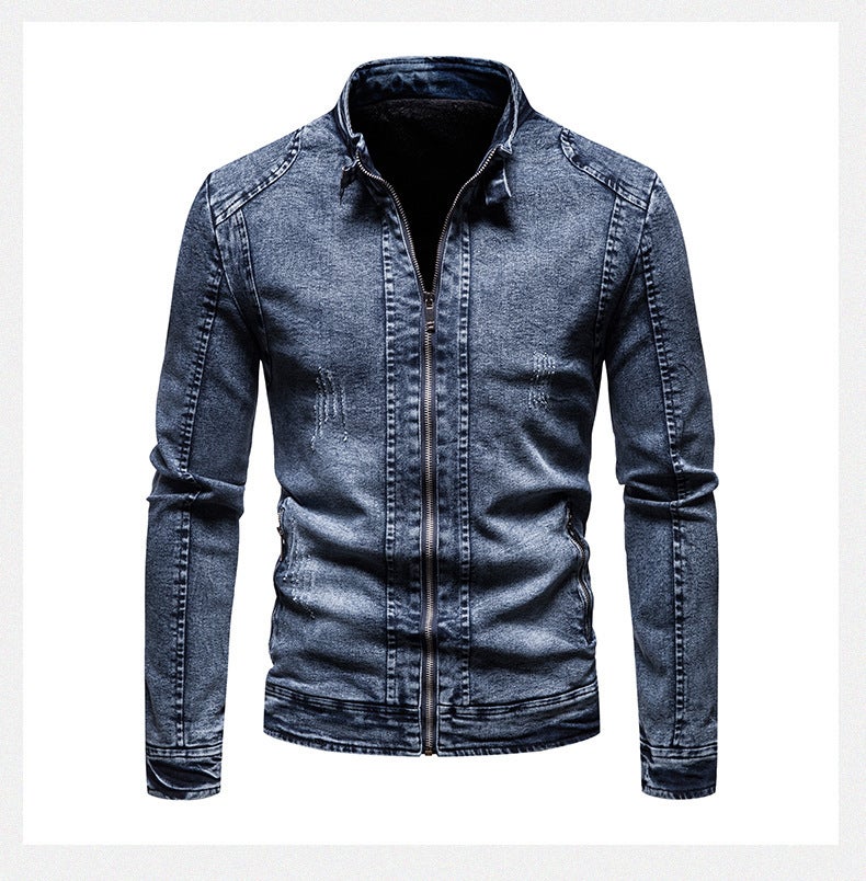 Mens coat autumn and winter clothes 2021 new spring and autumn casual Korean fashion mens fashion Denim jacket Blue A thin section - Image 1