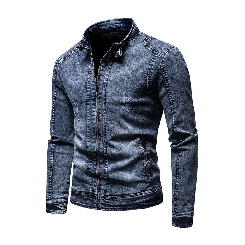 Mens coat autumn and winter clothes 2021 new spring and autumn casual Korean fashion mens fashion Denim jacket Blue A thin section - Image 3