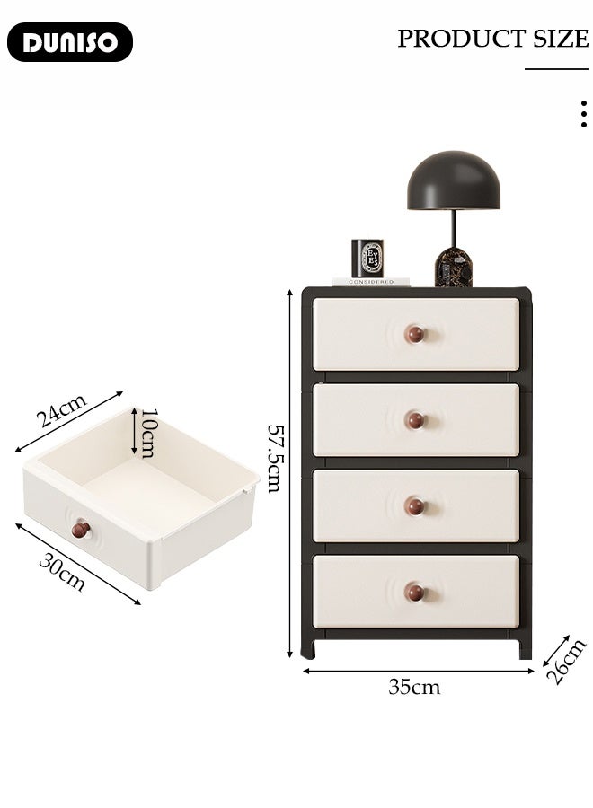 DUNISO Multipurpose Plastic 4-Drawer Storage Cabinet for Kitchen, Bathroom, Bedroom,Kitchen,Living Room,Office,Multifunctional Waterproof Design 4-Tier Vertical Storage Cabinets With Drawers, Slim Narrow Cabine  - Image 3