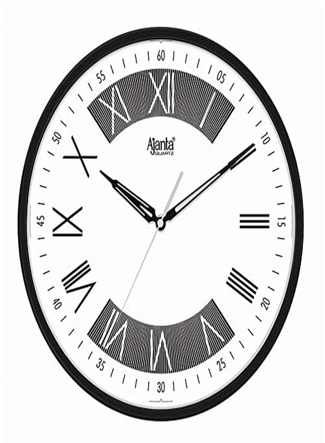 Ajanta Plastic Designer Sweep Movement Wall Clock (12 Inches, Black)
