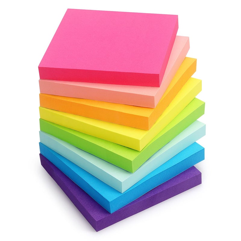 Eastern Wolf 8 Pads Sticky Notes 3x3 Self-Stick Notes 8 Bright Multi Colors Purple Sticky Notes, 85 Sheet/Pad - Image 1