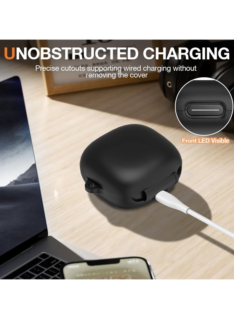 Silicone Case for Soundcore Sport X20, Soft Silicone Shockproof Protective Skin Case Wireless Earbuds with Carabiner, Front LED Visible (Black) - Image 5