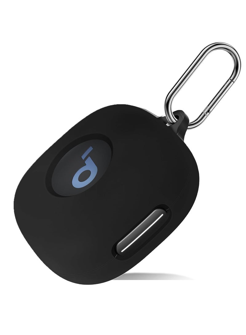 Silicone Case for Soundcore Sport X20, Soft Silicone Shockproof Protective Skin Case Wireless Earbuds with Carabiner, Front LED Visible (Black) - Image 1