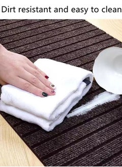 Kutis 2-Piece Set Kitchen Mat Non-Slip Rugs Set Line Design Quickly Absorbs Water Brown 120 x 40 and 60 x 40 Centimeter  - Image 5