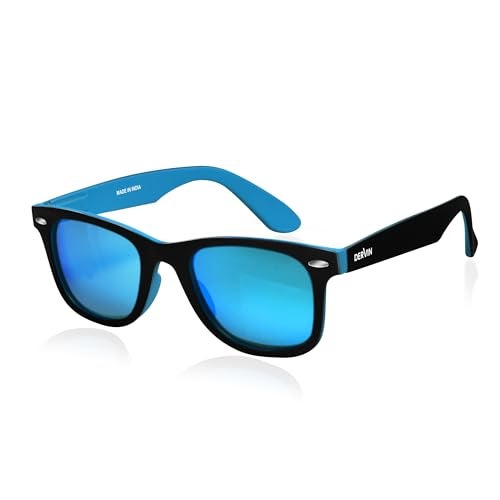 Dervin Square Polarized UV Protected Sunglasses for Men and Women (Blue Mirror) - Image 1