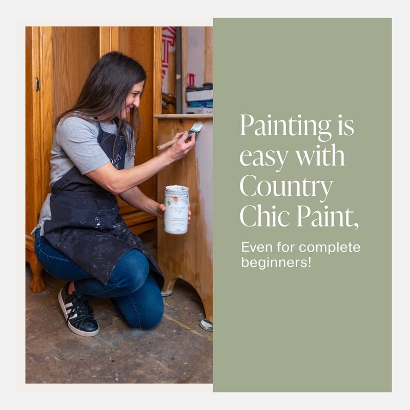 Country Chic Paint طلاء بأسلوب الطباشير - للأثاث، ديكور المنزل، الحرف اليدوية - صديق للبيئة - شامل - لا حاجة للشمع (نصيحة حكيمة [أخضر حكيم]، عينة (4 أونصات)) - Image 5