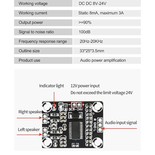 SpiderJuice 1Pc TPA3110 Dual Channel Stereo Digital Audio Amplifier Board 15W + 15W Class D Digital Power Amplifier Module - Image 5