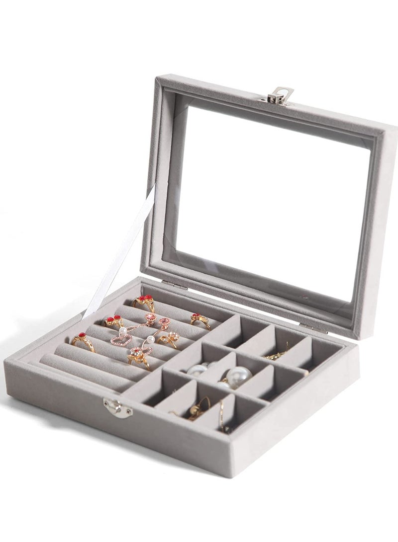 Barakah Jewelry Box Organizer for Women Girls, Large Men Storage Case, Display Jewellery Holder with Removable Tray Necklace Earrings Rings Bracelets, Vintage Gift, Grey - Image 5