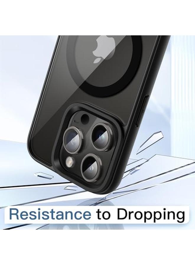 جي تيك جراب مغناطيسي لهاتف Iphone 14 Pro مقاس 6.1 بوصة متوافق مع Magsafe غطاء ممتص للصدمات للهاتف بلون سادة غير لامع إطار من مادة TPU مضاد للخدش وظهر شفاف أسود - Image 5