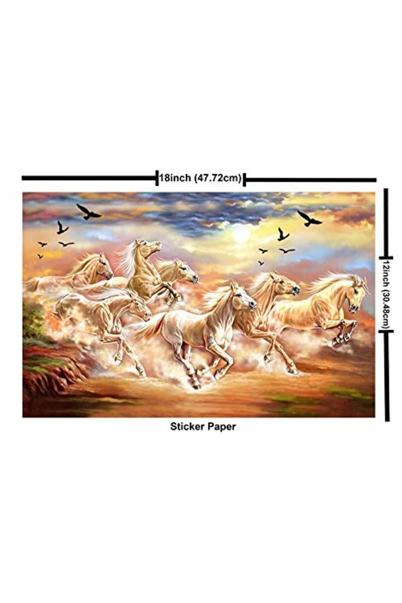wallpics Seven Lucky Running Horses Vastu Wallpapers Fully Waterproof Vinyl Sticker Poster for Living Room, Bedroom, Office, Kids Room, Hall(12X18) - Image 3