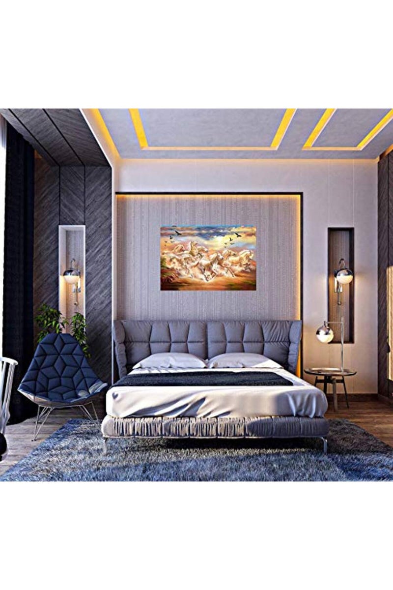 wallpics Seven Lucky Running Horses Vastu Wallpapers Fully Waterproof Vinyl Sticker Poster for Living Room, Bedroom, Office, Kids Room, Hall(12X18) - Image 4