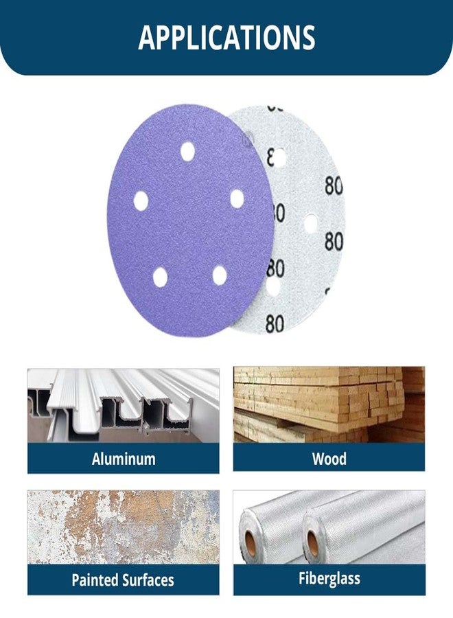 كاشطة القياس أقراص Benchmark Abrasives المصنوعة من السيراميك الفاخر مقاس 5 بوصات، مزودة بخمس فتحات، ومدعمة بغشاء لاصق، لصنفرة المعادن والمعادن غير الحديدية والخشب والبلاستيك والألياف الزجاجية (عبوة من 50 قرصًا) - حبيبات 60 - Image 4