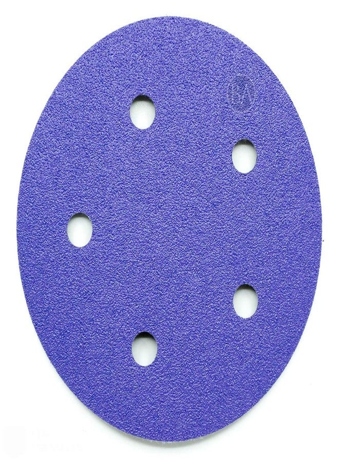 كاشطة القياس أقراص Benchmark Abrasives المصنوعة من السيراميك الفاخر مقاس 5 بوصات، مزودة بخمس فتحات، ومدعمة بغشاء لاصق، لصنفرة المعادن والمعادن غير الحديدية والخشب والبلاستيك والألياف الزجاجية (عبوة من 50 قرصًا) - حبيبات 60 - Image 1