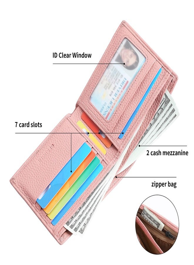 GERUOLA Ultra Slim Small RFID Wallet for Women, Leather Tiny Thin Bifold Pocket Ladies Wallet Short Wallets for Women (Pink) - Image 2