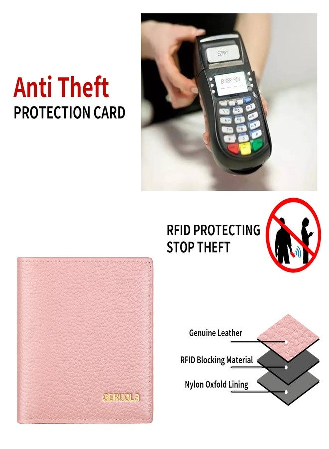 GERUOLA Ultra Slim Small RFID Wallet for Women, Leather Tiny Thin Bifold Pocket Ladies Wallet Short Wallets for Women (Pink) - Image 5