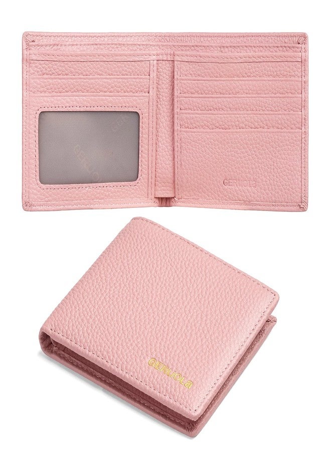 GERUOLA Ultra Slim Small RFID Wallet for Women, Leather Tiny Thin Bifold Pocket Ladies Wallet Short Wallets for Women (Pink) - Image 1