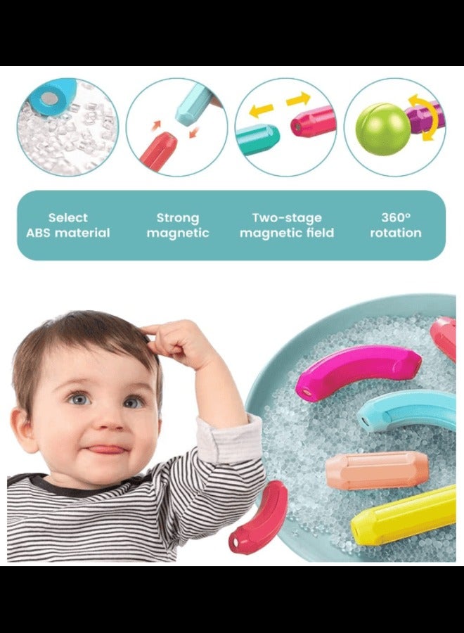 64 PCS Magnetic Balls and Rods Building Sticks Blocks Set, Children's Magnetic Building Blocks, 3D Magnetic Building Puzzle Toys. STEM Stacking Toys for Boys & Girls 3+ - Image 3