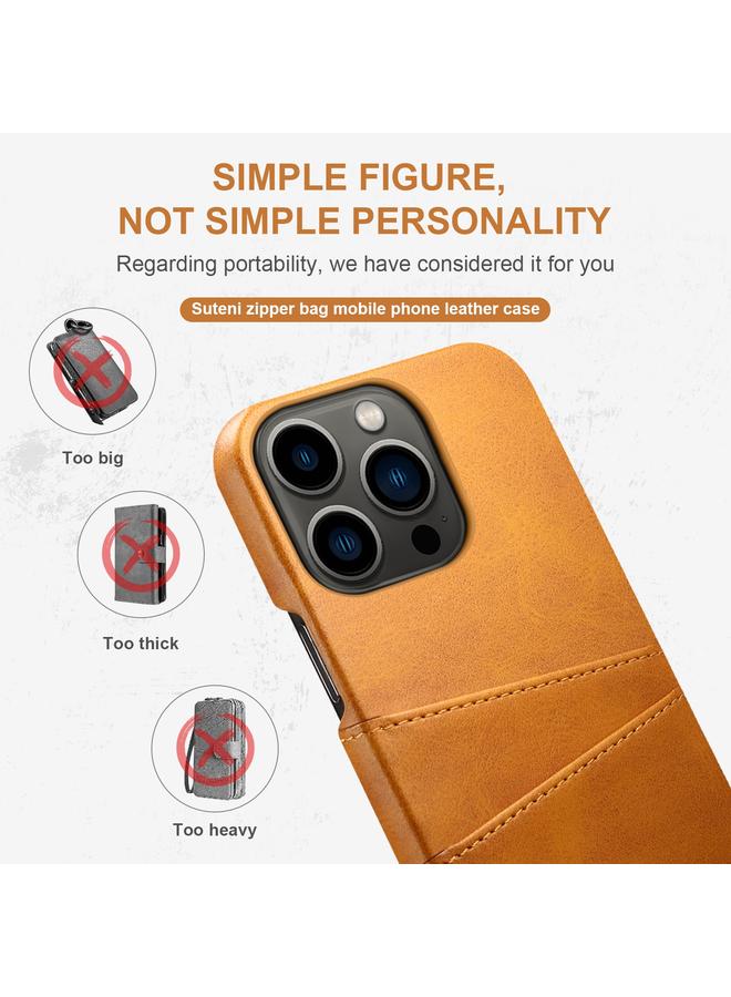 Suteni Case For iPhone 14 Pro Max Calf Texture Card Slots Phone Case - Image 5
