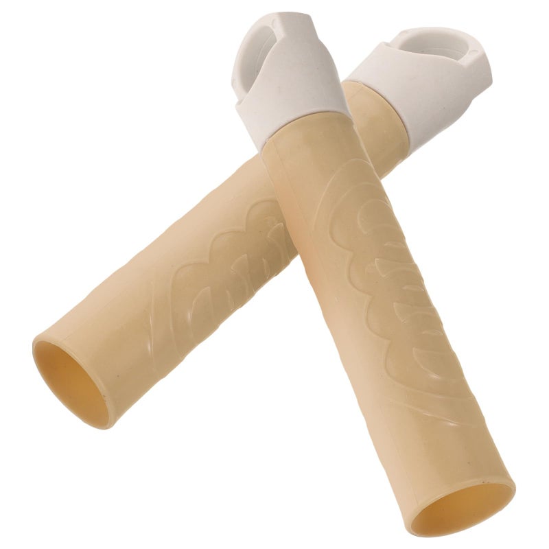 Dustpan and Broom Handle Grip Replacement 22mm 2 Pack Khaki Plastic End Caps - Image 2