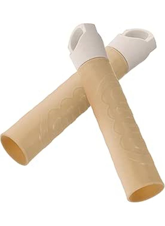 Dustpan and Broom Handle Grip Replacement 22mm 2 Pack Khaki Plastic End Caps - Image 1