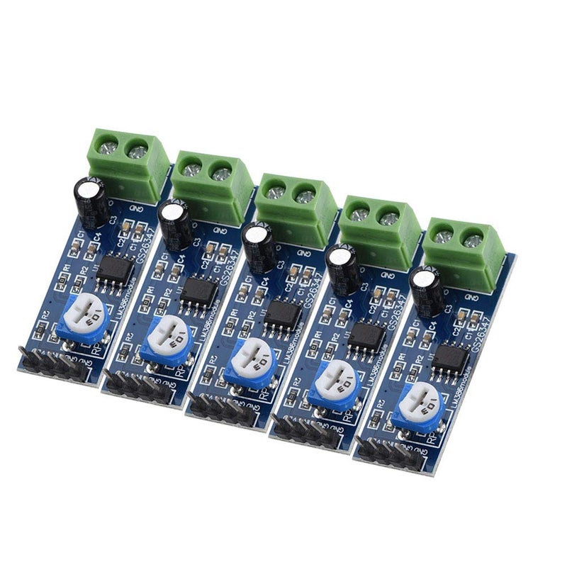 LM386 Audio Amplifier Module 5Pcs 200 Times Gain with Power Indicator and Terminal Blocks - Image 1
