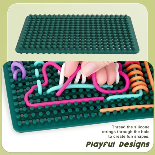 ddLUCK Silicone Fidget Toys for Kids Sensory Activity Knitted Board for Stress Relief Calming Focus ADHD and Autism Sensory Travel Toys for Kids 3 Adults with 20 Strings - Image 5