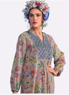 SARA Sara Paisley and Pinstripe Printed Jalabiya  - Image 5