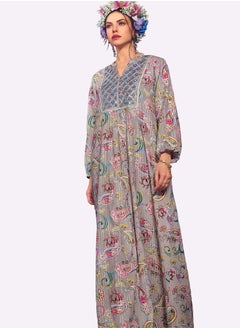 SARA Sara Paisley and Pinstripe Printed Jalabiya  - Image 4