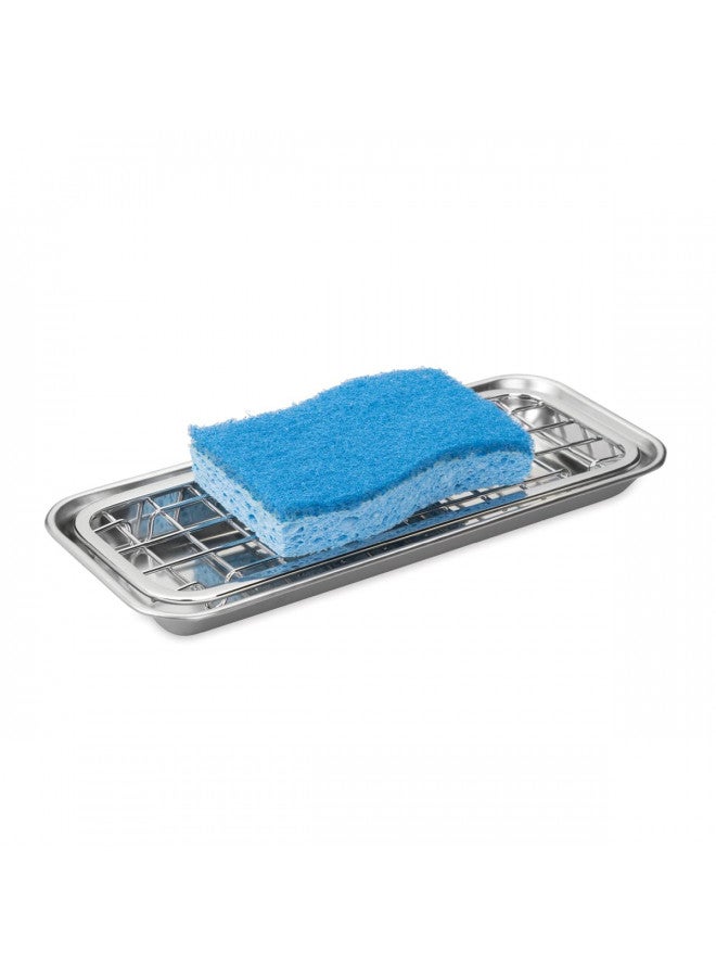 iDesign Gia Polished Stainless Steel 2-Piece Soap and Sponge Tray - 1.25" x 4.13" x 10.38" - Image 1
