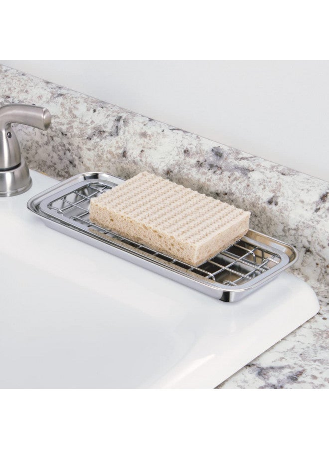 iDesign Gia Polished Stainless Steel 2-Piece Soap and Sponge Tray - 1.25" x 4.13" x 10.38" - Image 4