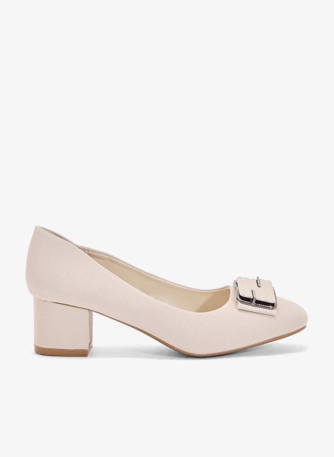 Pink Step Low Block Heeled Pump - Image 1