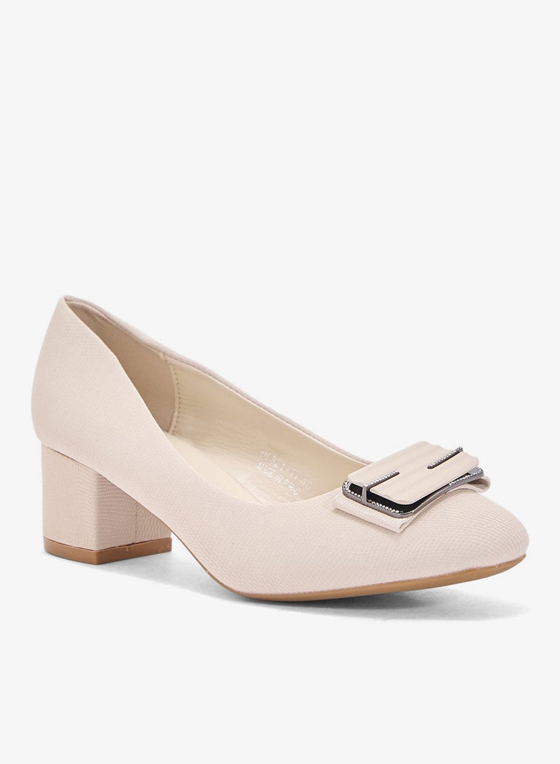Pink Step Low Block Heeled Pump - Image 2
